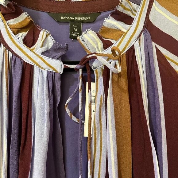 NWT BANANA REPUBLIC Balloon-Sleeve Top Purple Women’s Size Medium Tall - Picture 5 of 8
